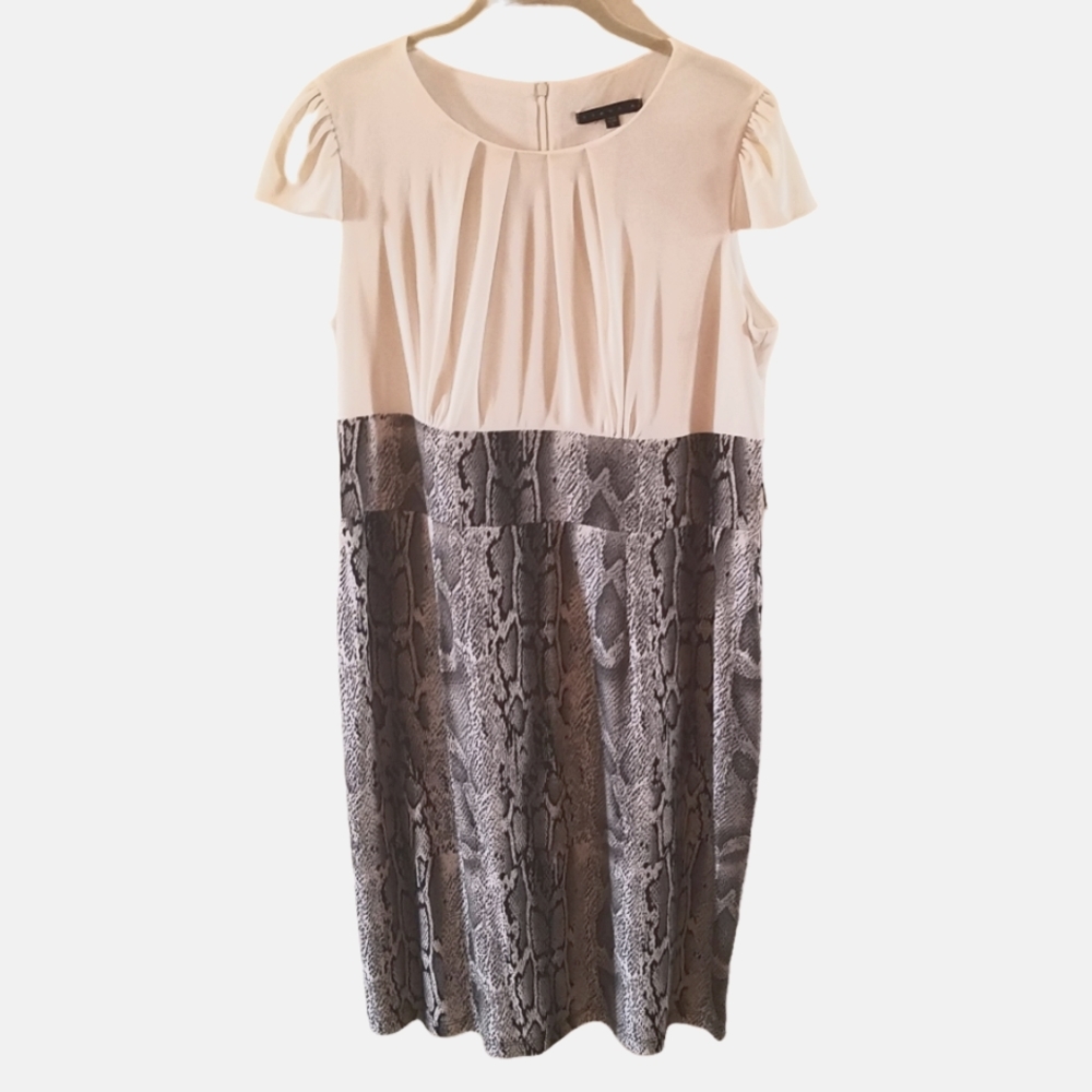 Tiana B Dress Ivory and Snake Print Size L EUC